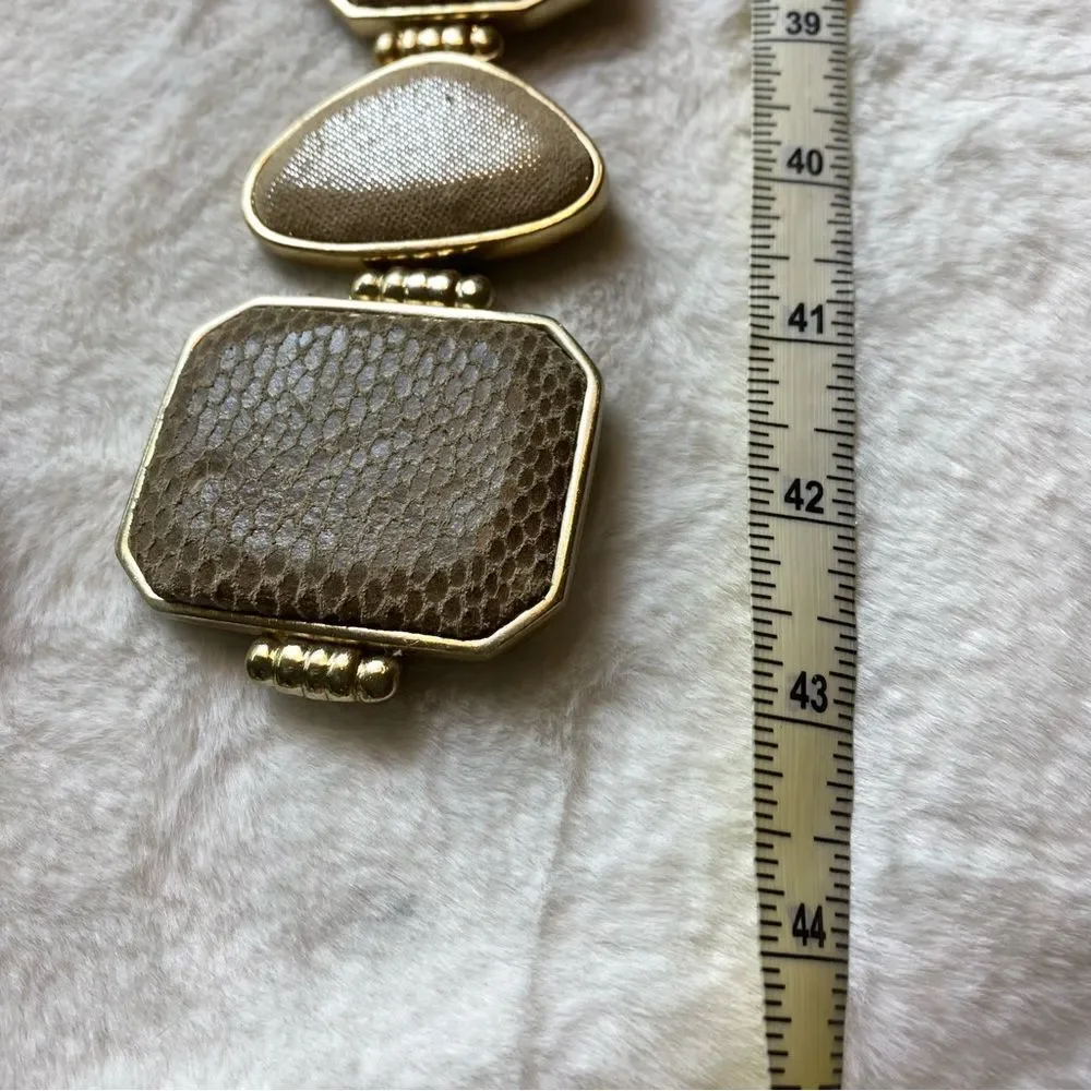 Chico's Gold Tone Leather Belt Back Slide Adjustable Front Hook Buckle Size M/L